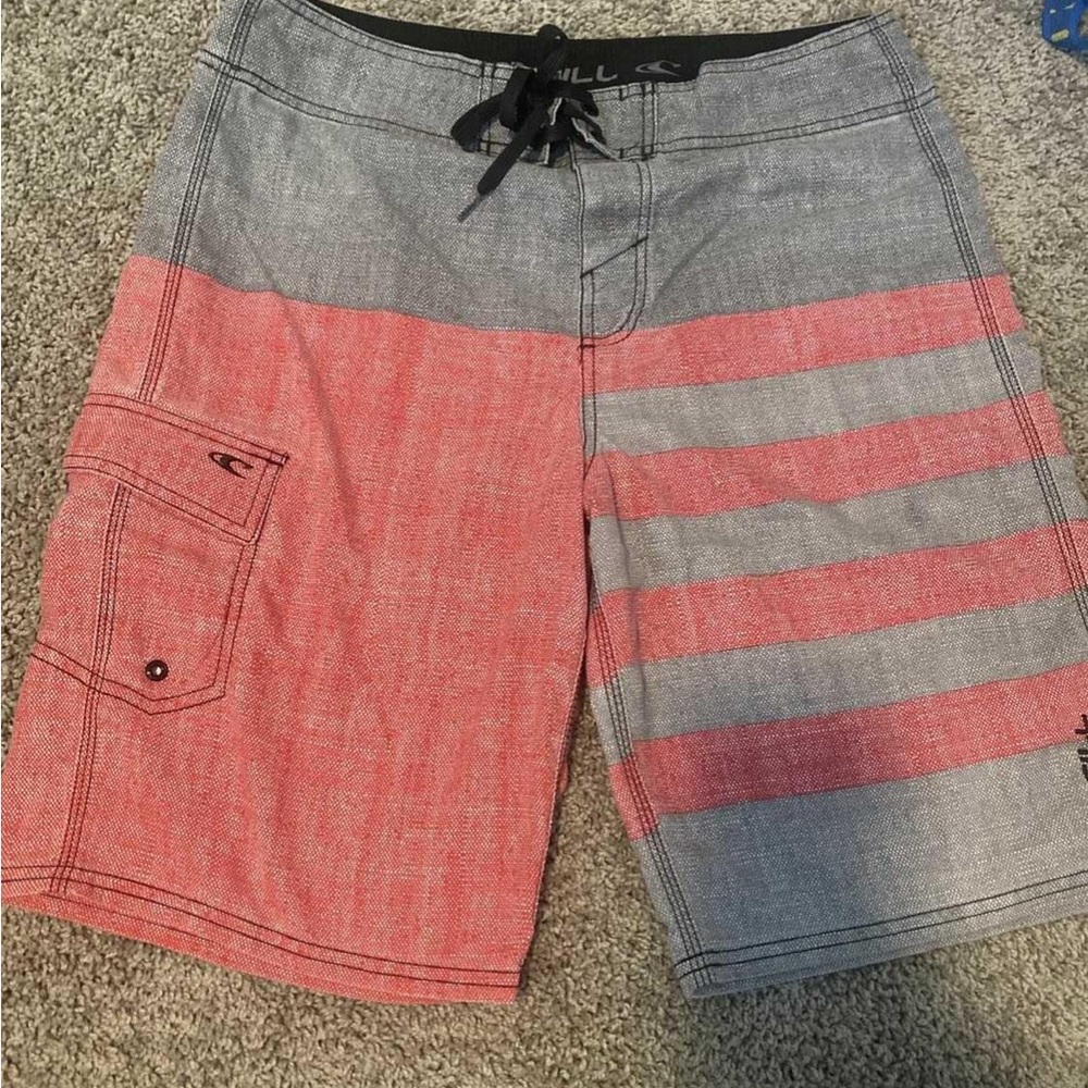 O'Neill Red and Gray Board Shorts Quick-Drying Swimwear